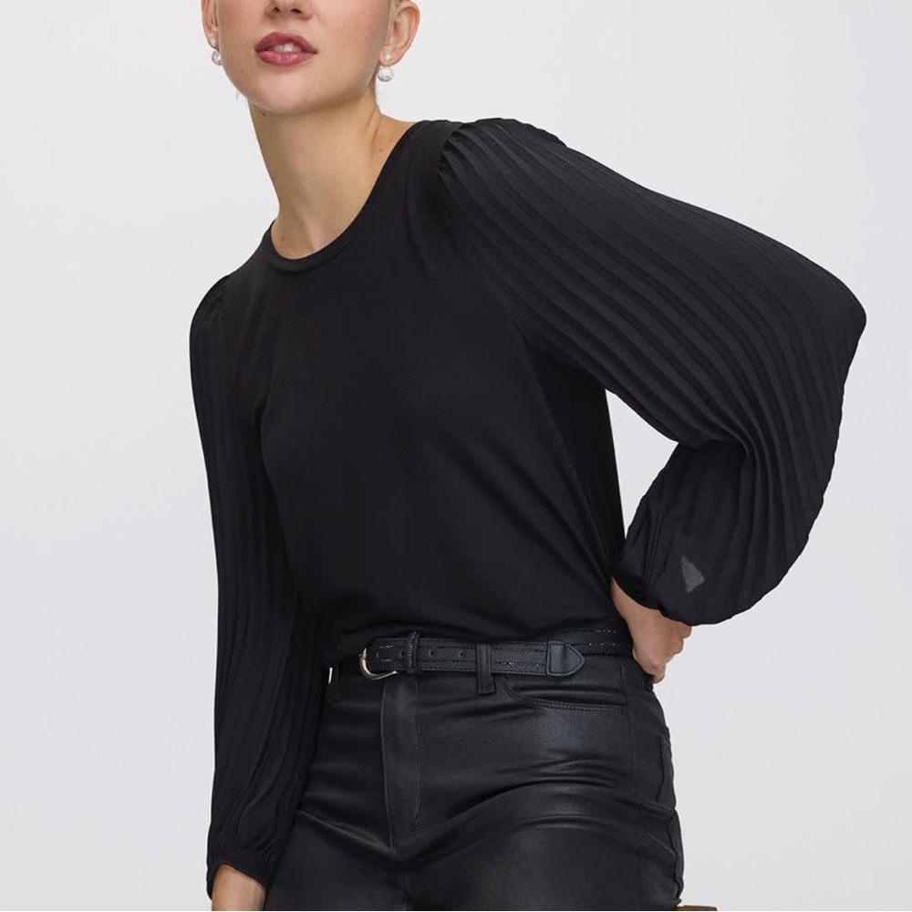 Industry Republic Woman Black Puff Long Sleeve Top MEDIUM Preppy Chic Whimsigoth